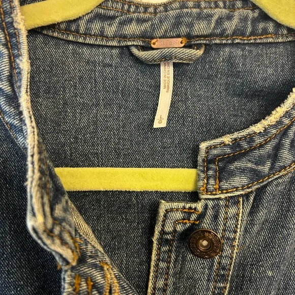 Free People Laceup Button Down Blue Jean Denim Vest, Women’s Large - Picture 6 of 11